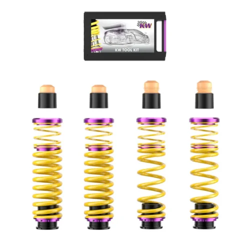 KW Molle con Ghiera Regolabile – Kit asse anteriore e posteriore – Abbassamento ant. 15-40 / post. 0-25 – Cod. 25310061 per AUDI A4 Avant, A4 B7 Convertible