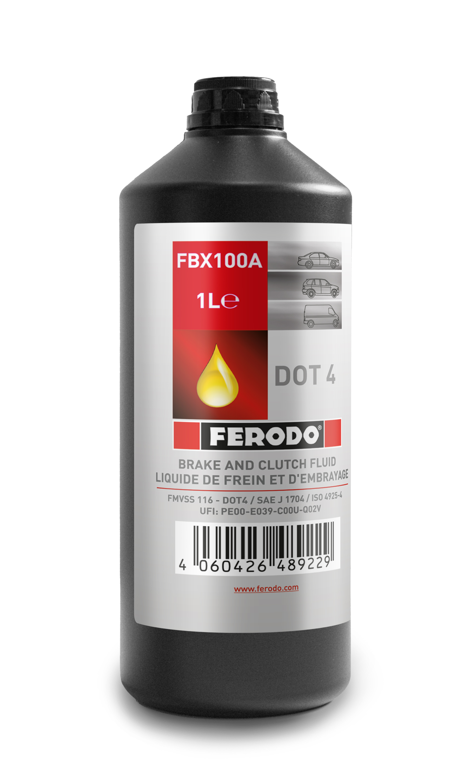Liquido freni Ferodo DOT 4 - 1 L (etichetta multilingue con italiano)